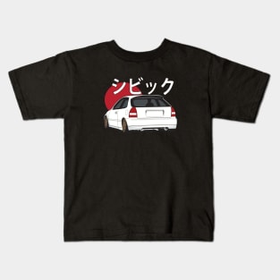 Vintage JDM Civic Hatch white EK Kids T-Shirt